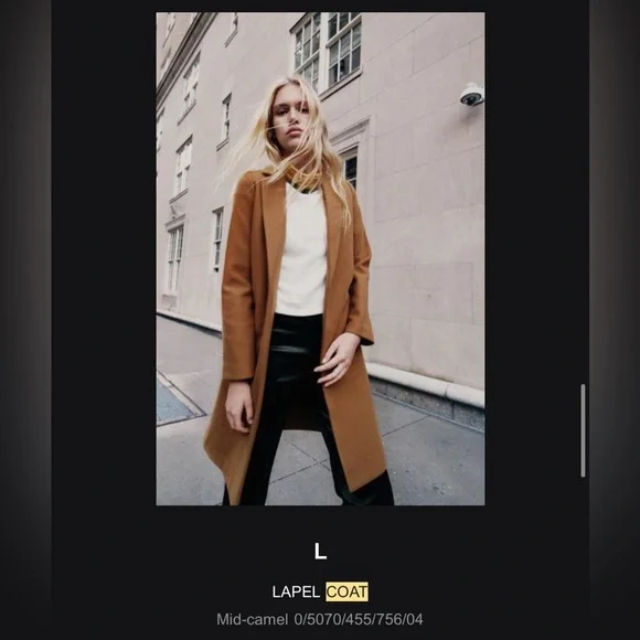 Zara - Lapel Coat - Picture 2 of 9